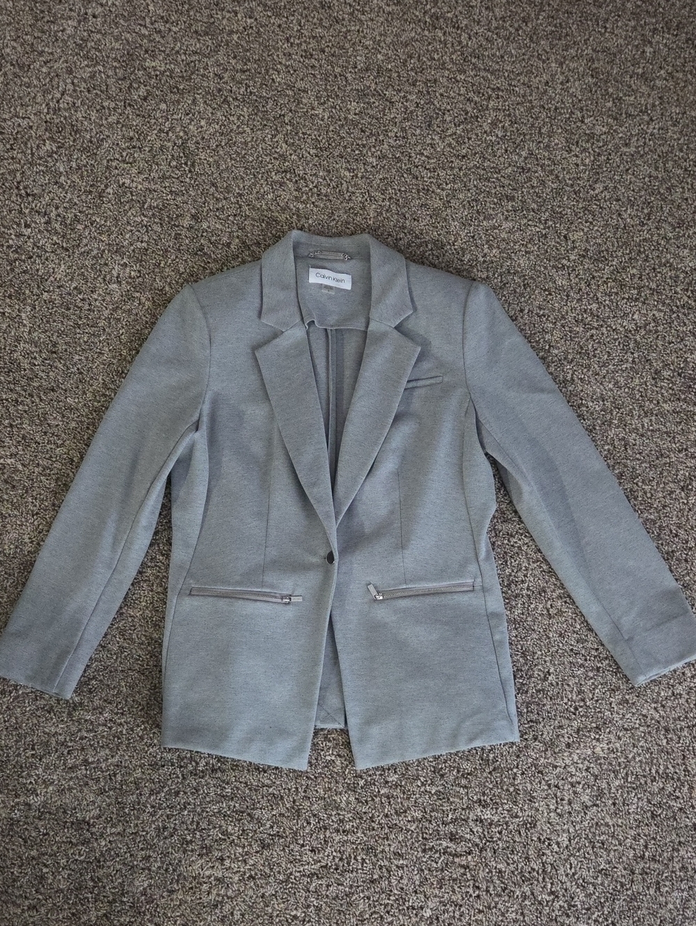Calvin Klein Gray Women's Blazer with Zippered Pockets